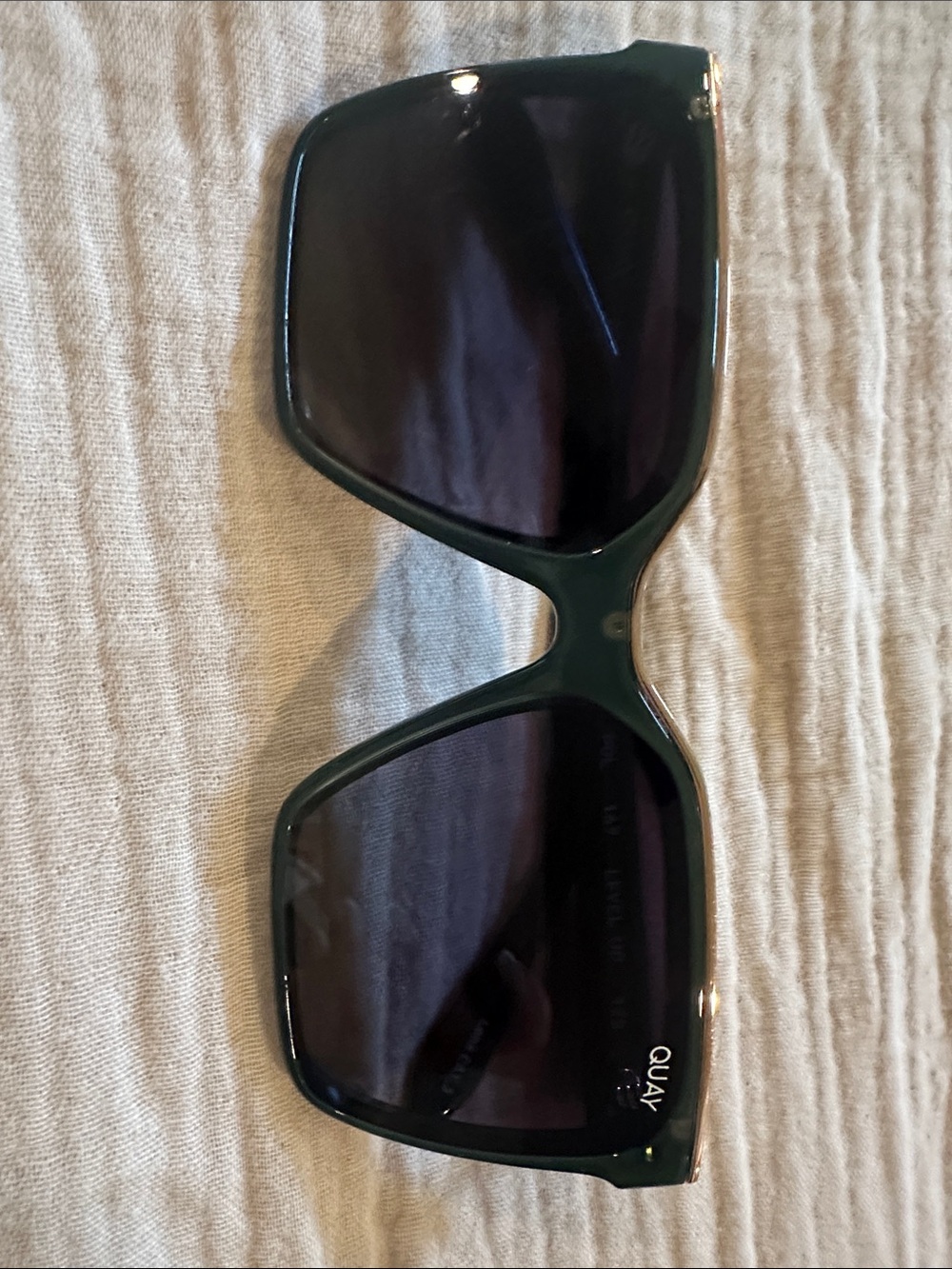 Quay Australia Oversized Square Sunglasses in Dark Green and Black Lenses